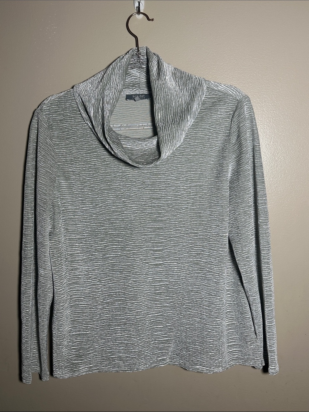 Habitat Small Textured Gray Cowl Neck Long Sleeved Top